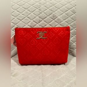 JC Juicy Couture Red fuzzy hearts and diamond travel cosmetic bag NWT